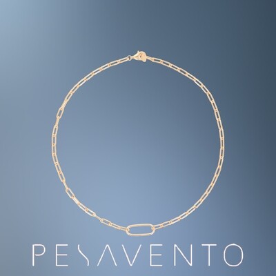 ONE STERLING SILVER/18KT YELLOW GOLD VERMEIL ULTRAFINE LINK NECKLACE WITH ADJUSTABLE LENGTH