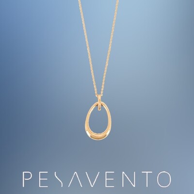 ONE STERLING SILVER/18KT YELLOW GOLD VERMEIL ELIPTICAL PENDANT WITH AN 18" ADJUSTABLE CHAIN