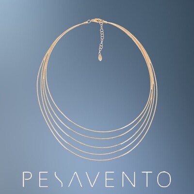 ONE STERLING SILVER/18KT YELLOW GOLD VERMEIL FIVE STRAND ADJUSTABLE NECKLACE, 18" IN LENGTH