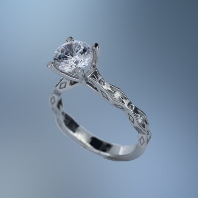 14KT WHITE GOLD ENGAGEMENT RING FEATURING 0.08 CTS OF DIAMONDS