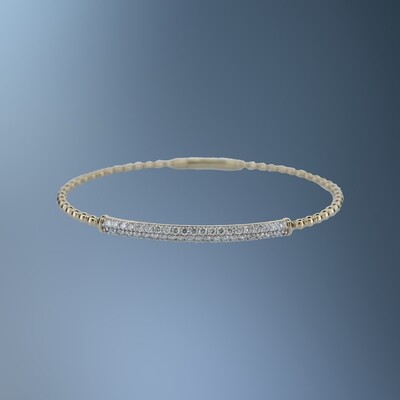 ONE 14KT YELLOW GOLD LADIES DIAMOND FLEXIBLE BRACELET CONTAINING .90 CTS. OF NATURAL ROUND BRILLIANT CUT DIAMONDS