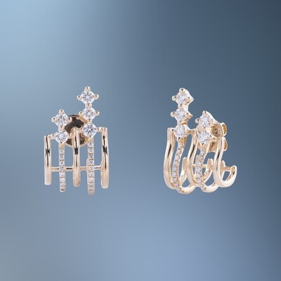 ONE PAIR OF 14KT YELLOW GOLD AND DIAMOND ONE PAIR OF 14KT YELLOW GOLD AND DIAMOND "HUGGIE" EARRINGS CONTAINING 1.08 CT OF NATURAL ROUND BRILLIANT CUT DIAMONDS WITH A POST BACK