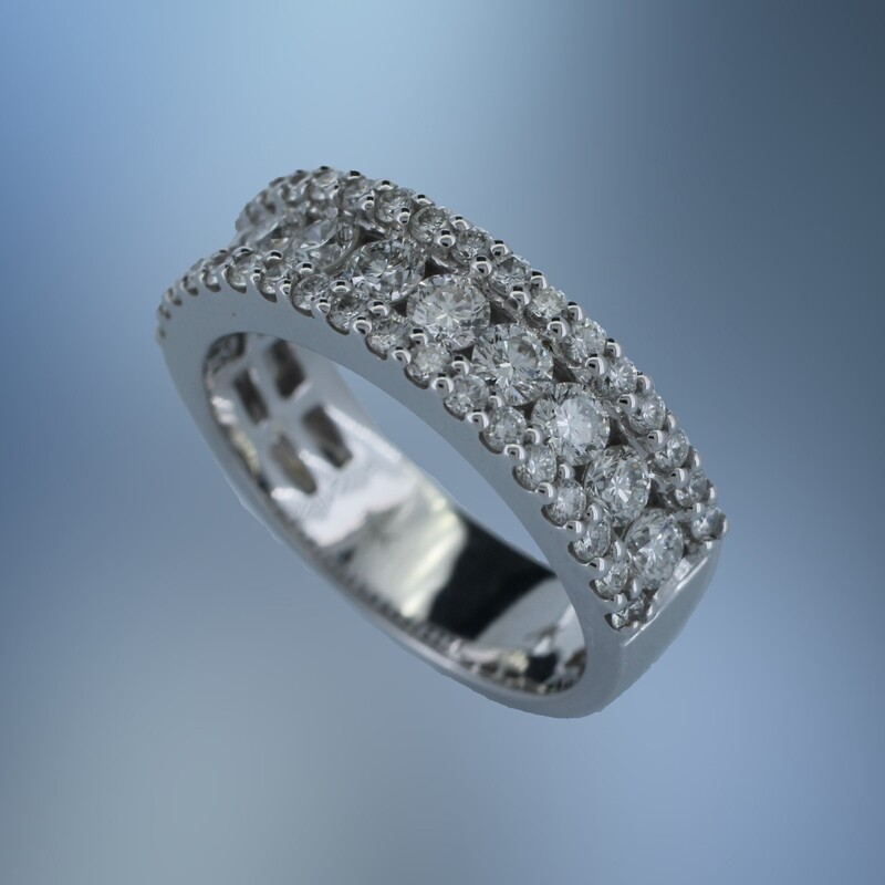 ONE 14KT WHITE GOLD LADIES FASHION DIAMOND RING CONTAINING 1.50 CTS. OF NATURAL ROUND BRILLIANT CUT DIAMONDS​ ​