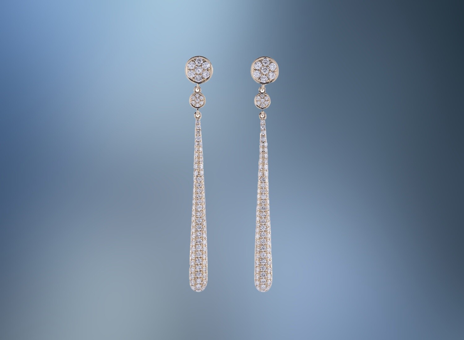 ONE PAIR OF 14KT YELLOW GOLD DIAMOND EARRINGS CONTAINING .96 CTS, OF NATURAL ROUND BRILLIANT CUT DIAMONDS
