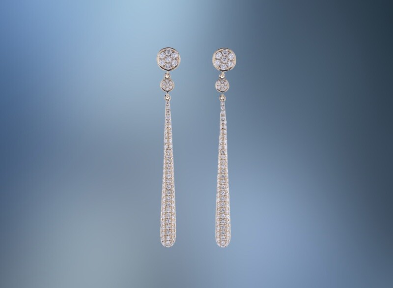 ONE PAIR OF 14KT YELLOW GOLD DIAMOND EARRINGS CONTAINING .96 CTS, OF NATURAL ROUND BRILLIANT CUT DIAMONDS