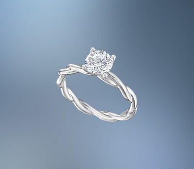 14KT WHITE GOLD ENGAGEMENT RING TWISTED SHANK