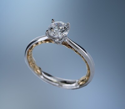 A. JAFFE 14KT TWO TONE SOLITAIRE ENGAGEMENT RING SETTING