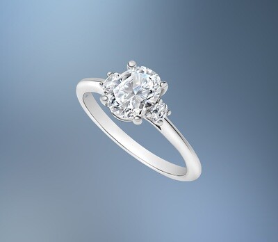 14KT WHITE GOLD OVAL ENGAGEMENT RING FEATURING TWO OVAL DIAMONDS TOTALING .11 CTS