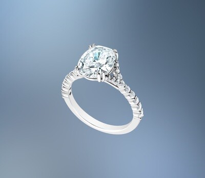 14KT WHITE GOLD OVAL ENGAGEMENT RING FEATURING 24 ROUND BRILLIANT DIAMONDS TOTALING .41 CTS