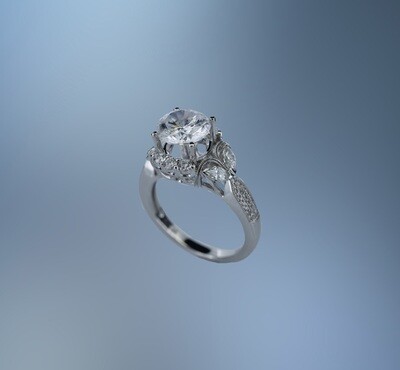 ONE 14 KARAT WHITE GOLD ENGAGEMENT RING ONE 14 KARAT WHITE GOLD ENGAGEMENT RING