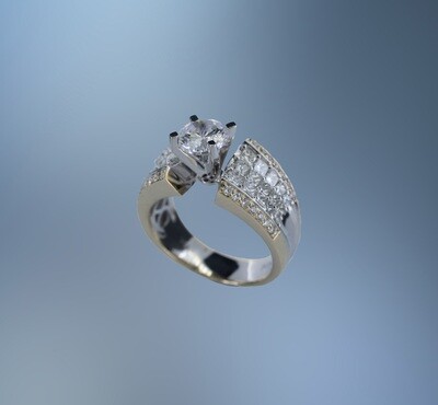 ONE 14KT WHITE AND YELLOW GOLD DIAMOND ENGAGEMENT RING