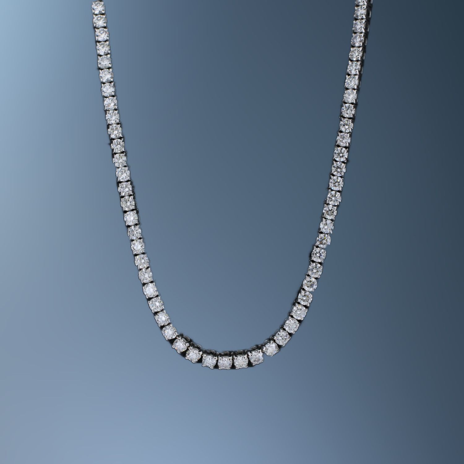 ONE 14KT WHITE GOLD 17" LAB GROWN DIAMOND TENNIS NECKLACE