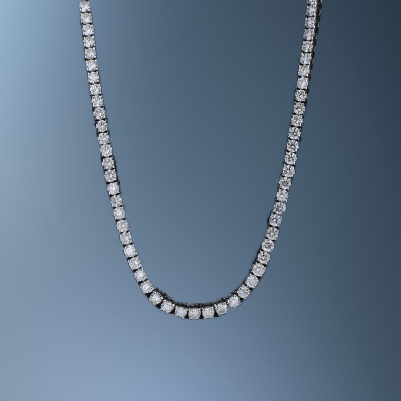ONE 14KT WHITE GOLD 17" LAB GROWN DIAMOND TENNIS NECKLACE