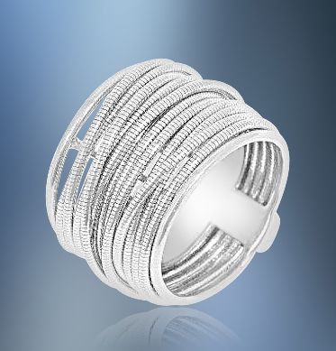 ONE STERLING SILVER MULTI-STRAND RING, LARGE