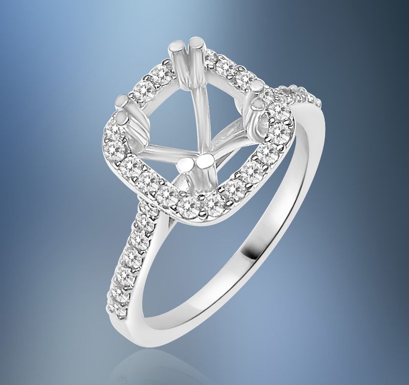 ONE 14KT WHITE GOLD LADIES HALO DIAMOND ENGAGEMENT RING