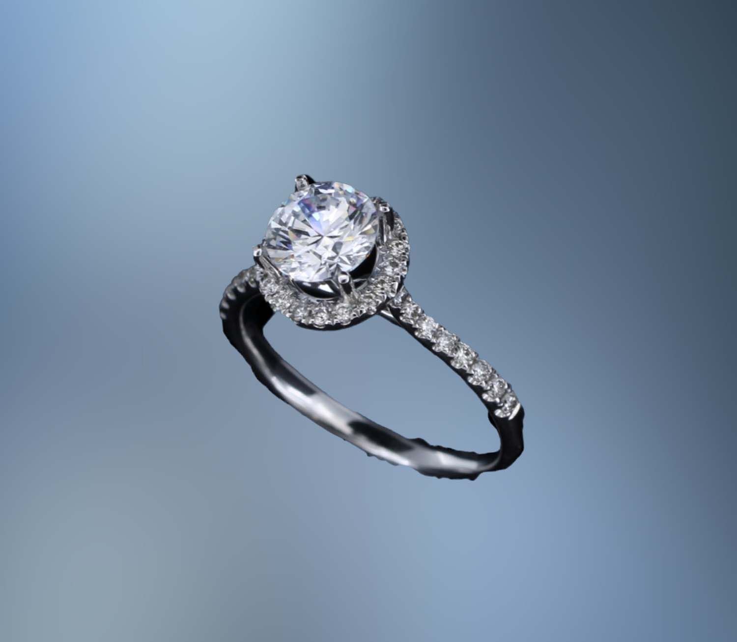 ​14KT WHITE GOLD HALO ENGAGEMENT RING