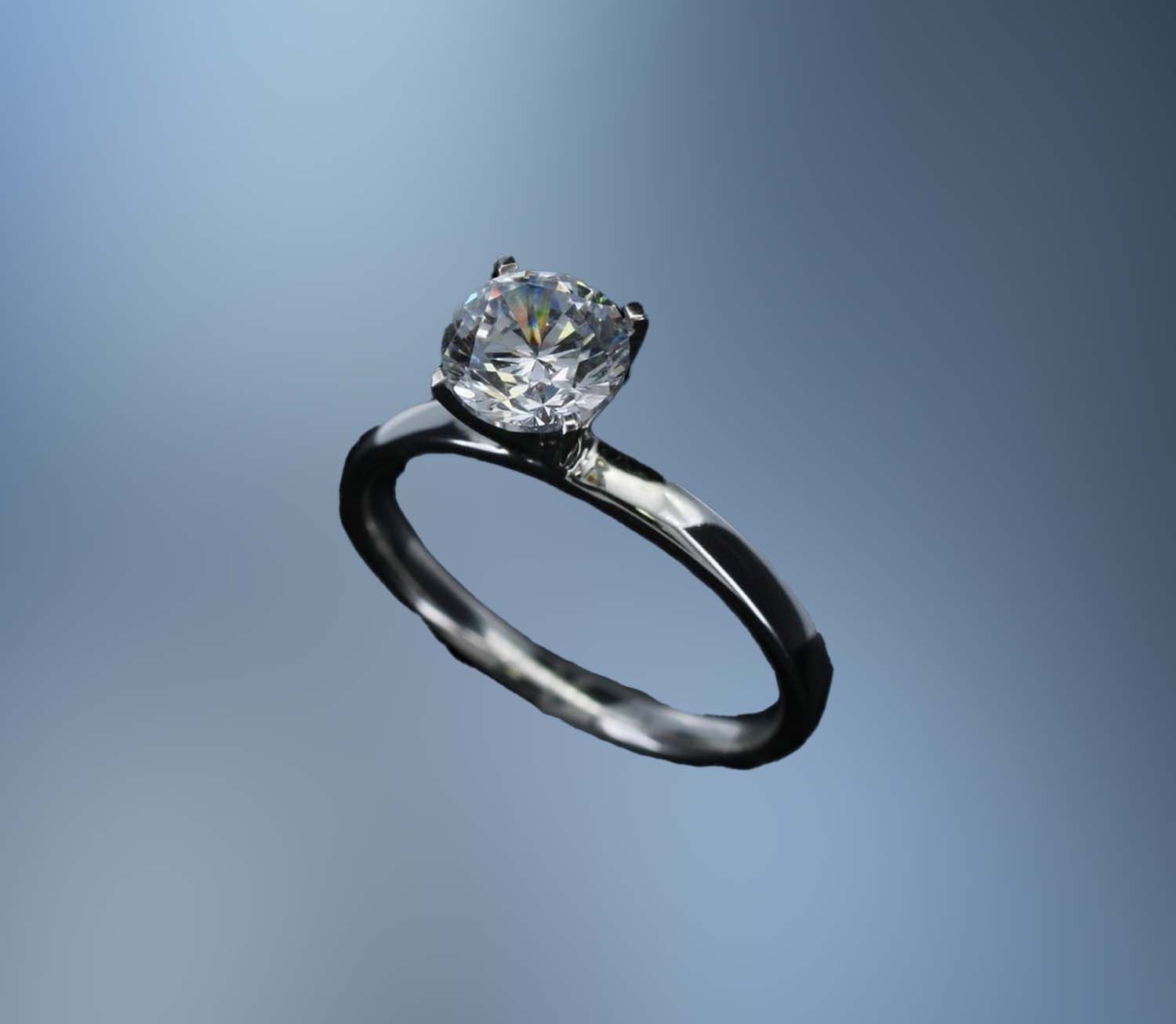 ONE 14 KT WHITE GOLD  FLAT SOLITAIRE MOUNTING