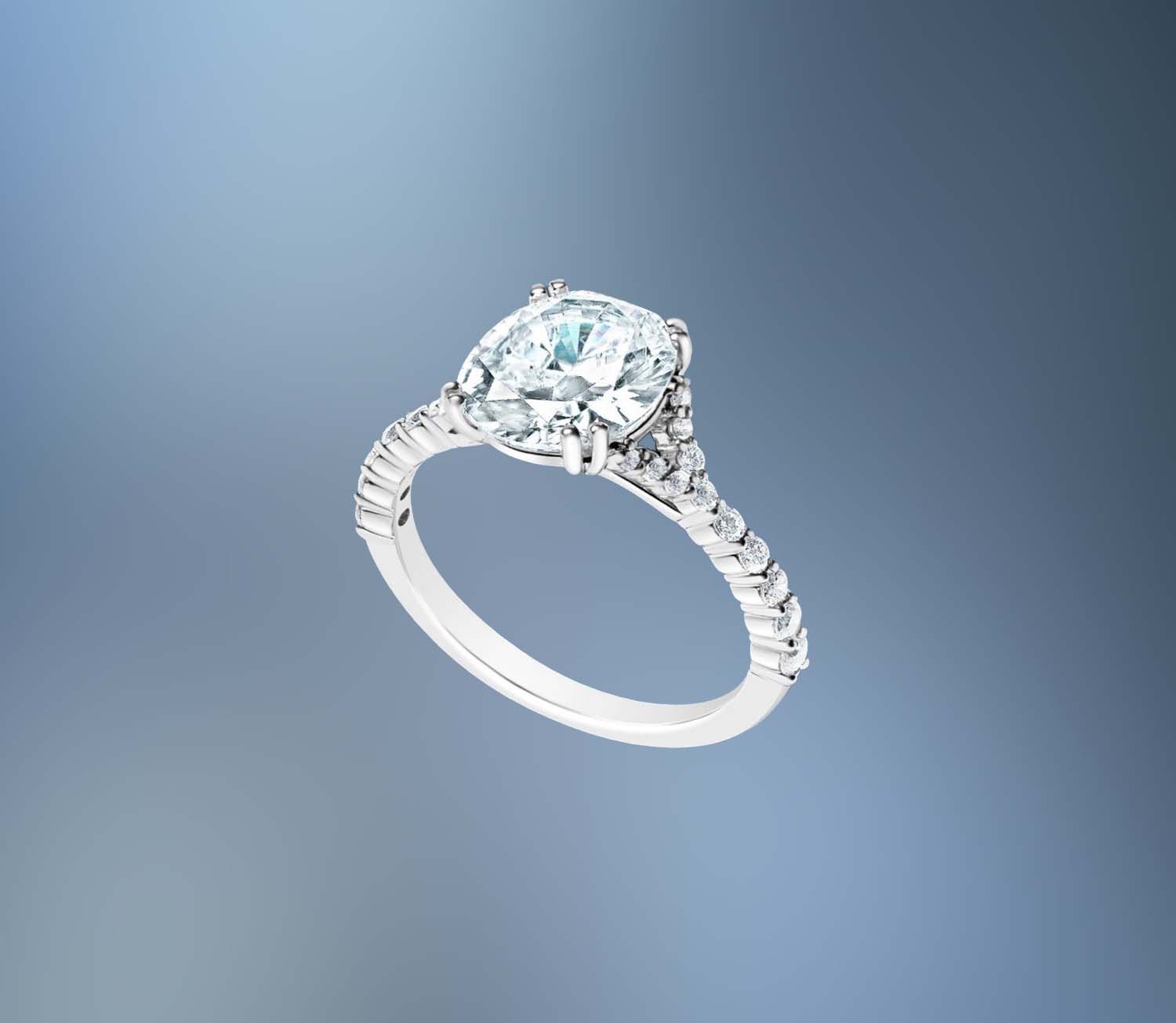 14KT WHITE GOLD OVAL ENGAGEMENT RING FEATURING 24 ROUND BRILLIANT DIAMONDS TOTALING .41 CTS 14KT WHITE GOLD OVAL ENGAGEMENT RING FEATURING 24 ROUND BRILLIANT DIAMONDS TOTALING .41 CTS