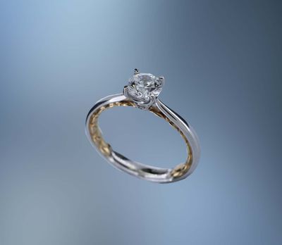 A. JAFFE  14KT TWO TONE  SOLITAIRE ENGAGEMENT RING SETTING