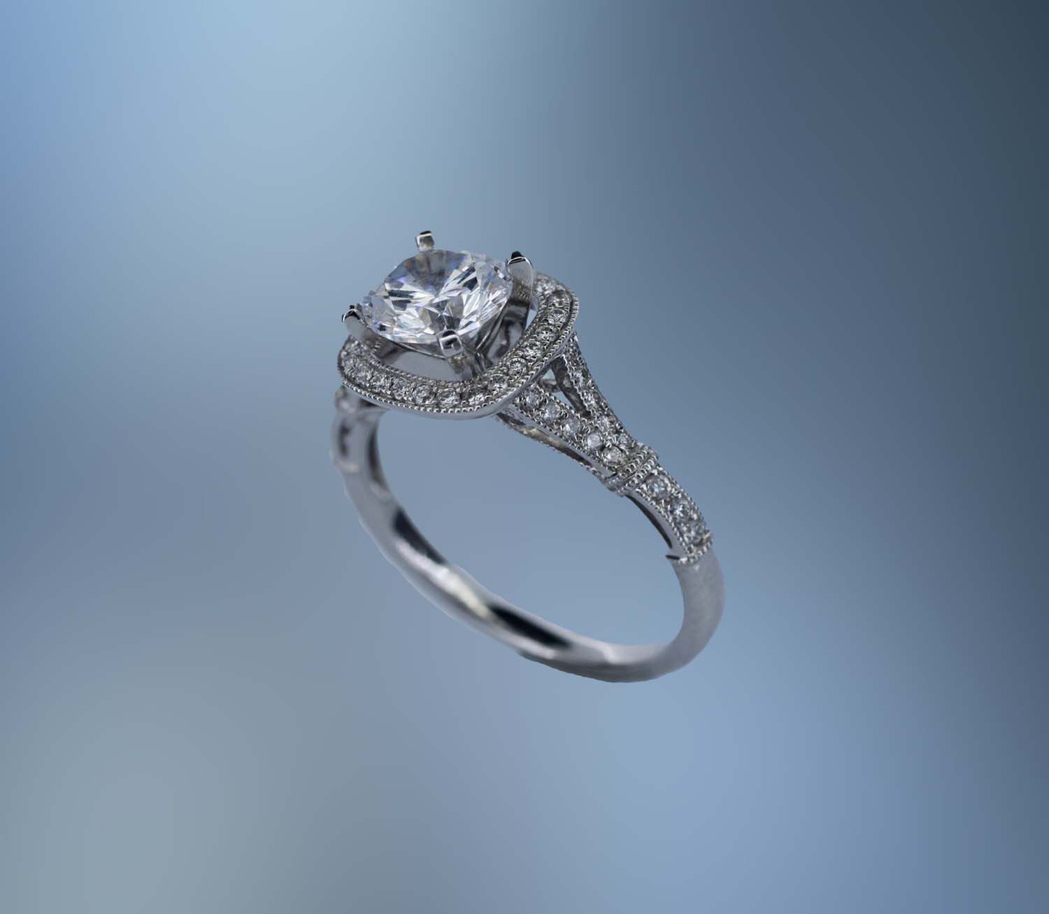 ONE 14KT WHITE GOLD DIAMOND ENGAGEMENT RING