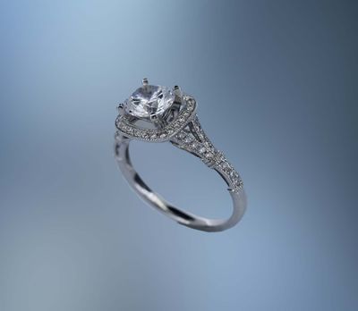 ONE 14KT WHITE GOLD DIAMOND ENGAGEMENT RING ONE 14KT WHITE GOLD DIAMOND ENGAGEMENT RING
