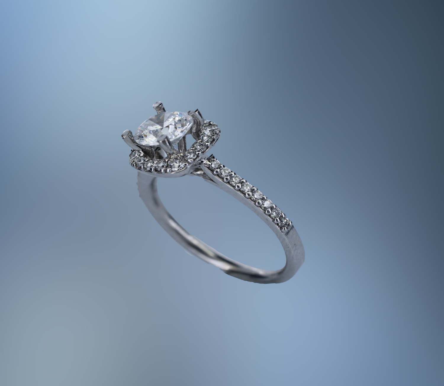 ONE 14KT WHITE GOLD DIAMOND ENGAGEMENT RING