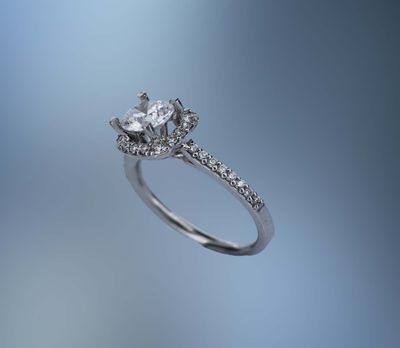 ONE 14KT WHITE GOLD DIAMOND ENGAGEMENT RING