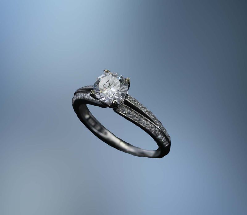 14K WHITE GOLD SEMI MOUNT W/ SPLIT SHANK & MILGRAIN EDGES FEATURING 44 ROUND BRILLIANT CUT DIAMONDS TOTALING .20 CTS 14K WHITE GOLD SEMI MOUNT W/ SPLIT SHANK & MILGRAIN EDGES FEATURING 44 ROUND BRILLIANT CUT DIAMONDS TOTALING .20 CTS