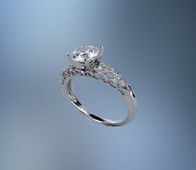 ONE 14KT WHITE GOLD VINTAGE STYLE ENGAGEMENT RING ONE 14KT WHITE GOLD VINTAGE STYLE ENGAGEMENT RING