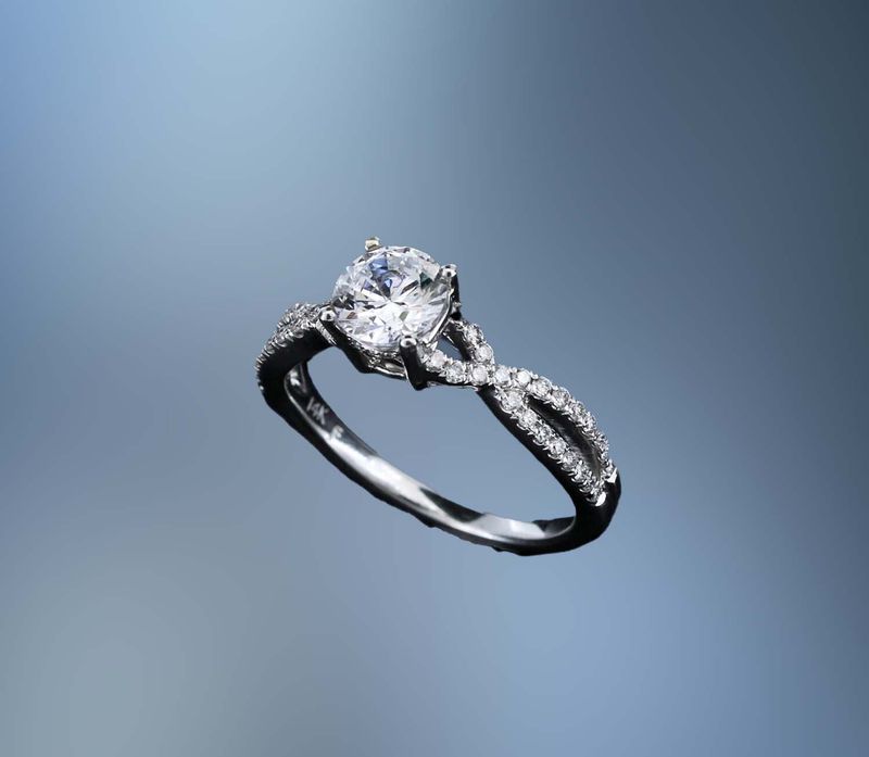 MARTIN FLYER FLYERFIT MICROPAVE 14KT WHITE GOLD DIAMOND ENGAGEMENT RING FEATURING 60 ROUND BRILLIANT CUT DIAMONDS TOTALING .48 CTS MARTIN FLYER FLYERFIT MICROPAVE 14KT WHITE GOLD DIAMOND ENGAGEMENT RING FEATURING 60 ROUND BRILLIANT CUT DIAMONDS TOTALING .48 CTS
