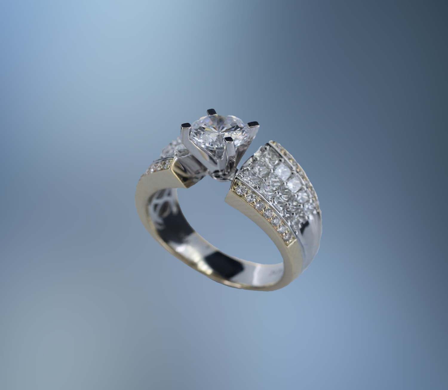 ONE 14KT WHITE AND YELLOW GOLD DIAMOND ENGAGEMENT RING ONE 14KT WHITE AND YELLOW GOLD DIAMOND ENGAGEMENT RING