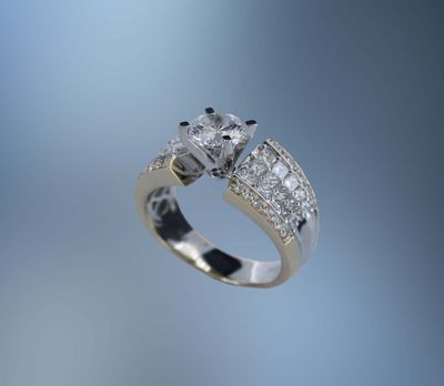 ONE 14KT WHITE AND YELLOW GOLD DIAMOND ENGAGEMENT RING ONE 14KT WHITE AND YELLOW GOLD DIAMOND ENGAGEMENT RING