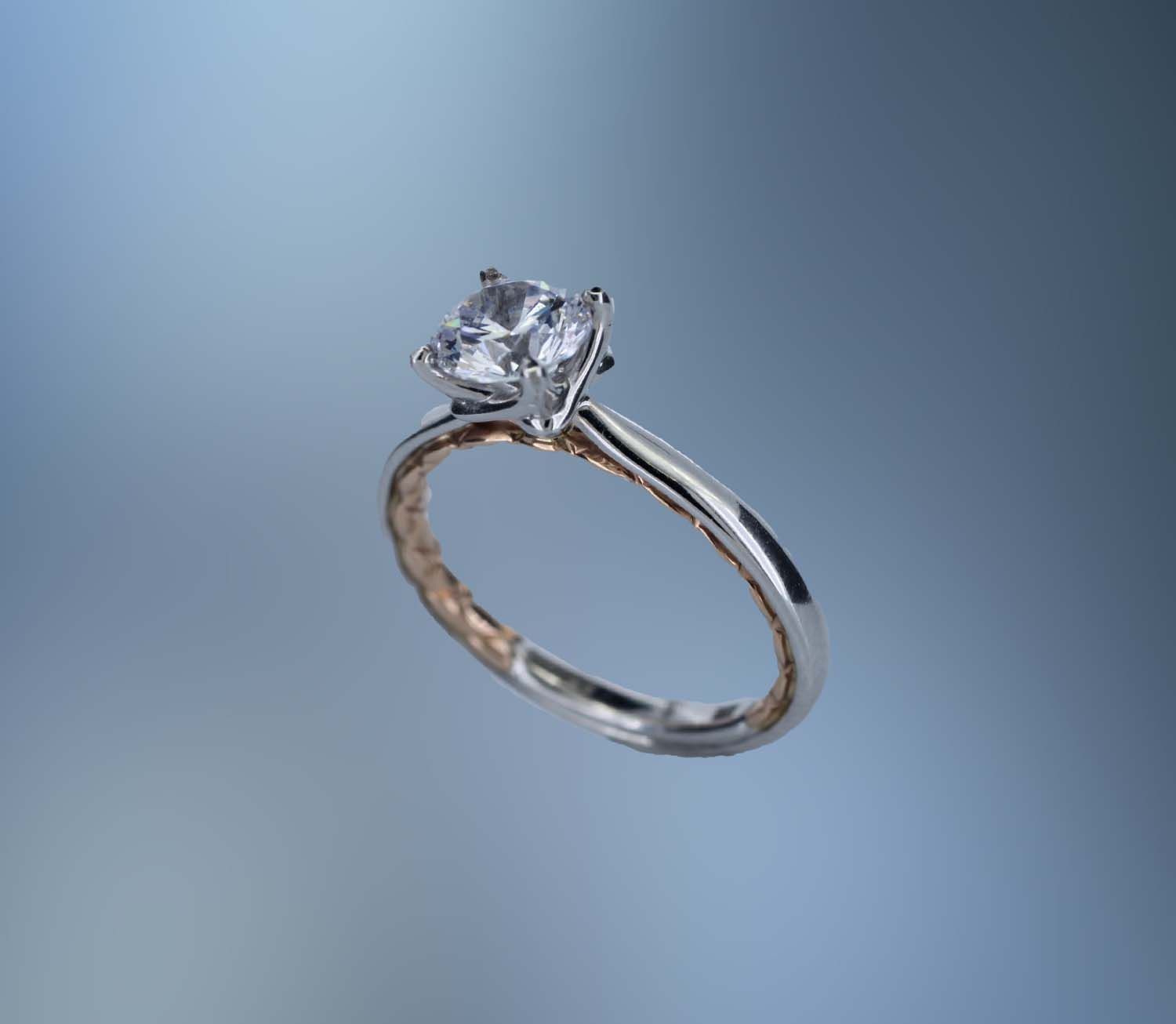 A. JAFFE 14KT TWO TONE  SOLITAIRE ENGAGEMENT RING SETTING