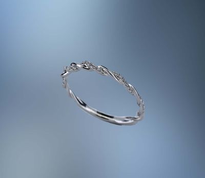 14 KT WHITE GOLD DIAMOND ANNIVERSARY BAND FEATURING 42 ROUND BRILLIANT CUT DIAMONDS TOTALING 0.10 CTS 14 KT WHITE GOLD DIAMOND ANNIVERSARY BAND FEATURING 42 ROUND BRILLIANT CUT DIAMONDS TOTALING 0.10 CTS