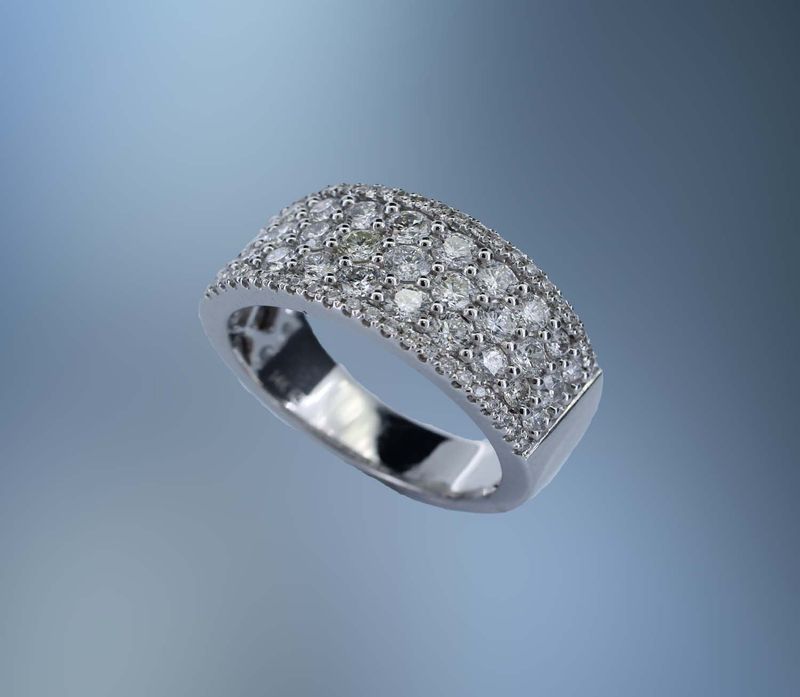 14KT WHITE GOLD DIAMOND ANNIVERSARY BAND FEATURING 73 ROUND BRILLIANT CUT DIAMONDS TOTALING  1.73 CTS