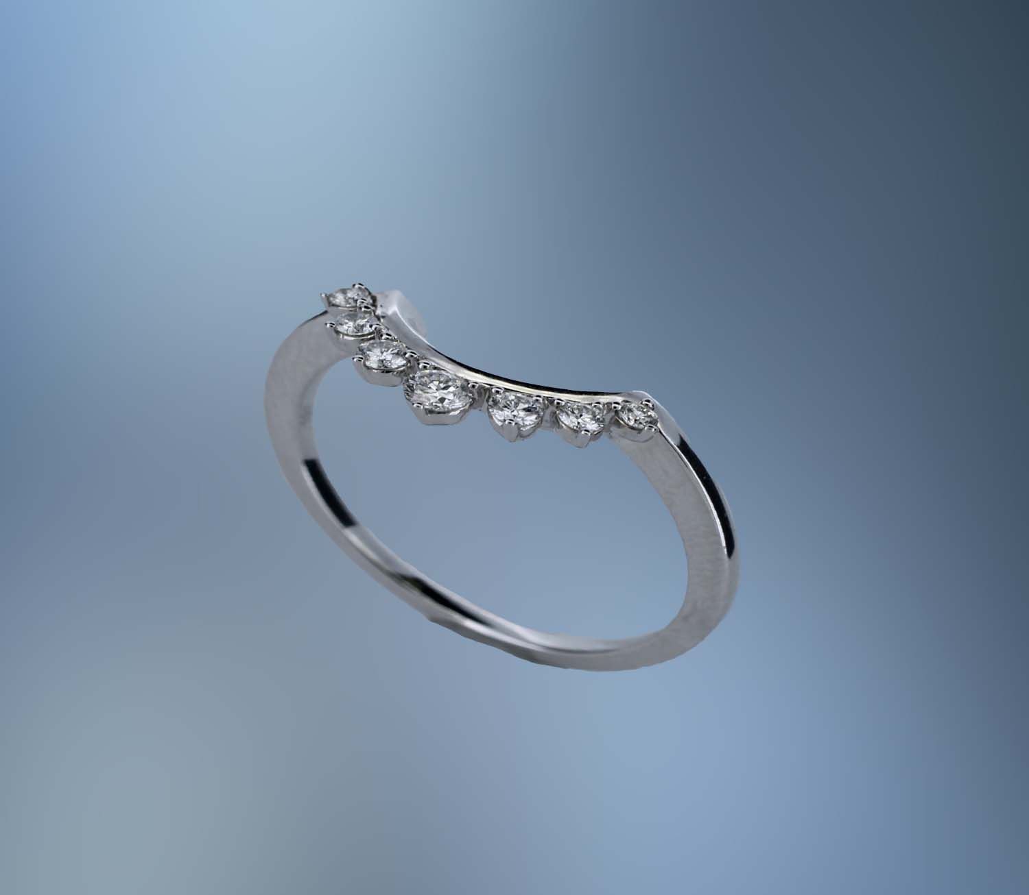 14KT WHITE GOLD ENGAGEMENT RING WRAP FEATURING 7 ROUND BRILLIANT CUT DIAMONDS TOTALING .20 CTS 14KT WHITE GOLD ENGAGEMENT RING WRAP FEATURING 7 ROUND BRILLIANT CUT DIAMONDS TOTALING .20 CTS