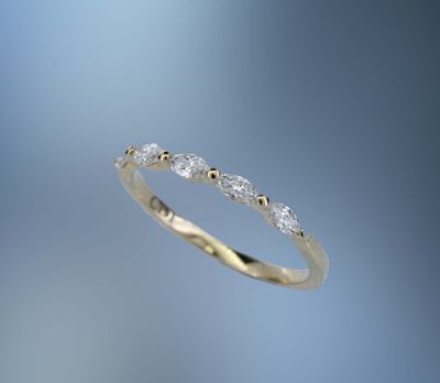 14KT YELLOW GOLD DIAMOND WEDDING BAND FEATURING 5 MARQUISE DIAMONDS TOTALING .33 CTS 14KT YELLOW GOLD DIAMOND WEDDING BAND FEATURING 5 MARQUISE DIAMONDS TOTALING .33 CTS