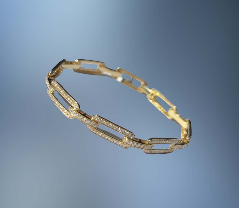 ​ONE 14KT YELLOW GOLD LADIES DIAMOND PAPERCLIP LINK BRACELET CONTAINING 1.85 CTS. OF NATURAL ROUND BRILLIANT CUT DIAMONDS WITH A FOLD OVER  CLASP