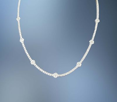 FB0108W 14KT WHITE GOLD 15.5 INCH DIAMOND NECKLACE FEATURING 243 ROUND BRILLIANT DIAMONDS TOTALING 4.60 CTS