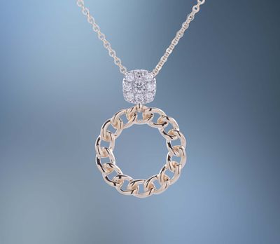 ONE 14KT YELLOW GOLD LADIES DIAMOND PENDANT CONTAINING .22 CTS. OF NATURAL ROUND BRILLIANT CUT DIAMONDS ON AN 18" ADJUSTABLE CHAIN