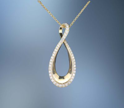 ONE 14KT YELLOW GOLD LADYS DIAMOND PENDANT CONTAINING .38 CT TOTAL WEIGHT OF NATURAL ROUND BRILLIANT CUT DIAMONDS ON AN 18" CHAIN WITH A LOBSTER CLAW CLASP.