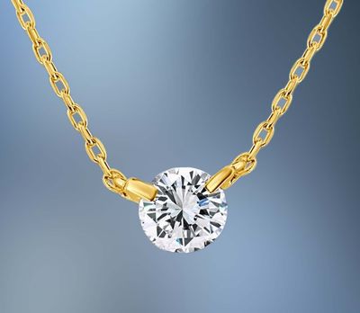 ONE 18KT YELLOW GOLD LADIES DIAMOND PENDANT CONTAINING ONE .50 CT NATURAL ROUND BRILLIANT CUT DIAMOND ON A 17 ONE 18KT YELLOW GOLD LADIES DIAMOND PENDANT CONTAINING ONE .50 CT NATURAL ROUND BRILLIANT CUT DIAMOND ON A 17" ADJUSTABLE CHAIN.