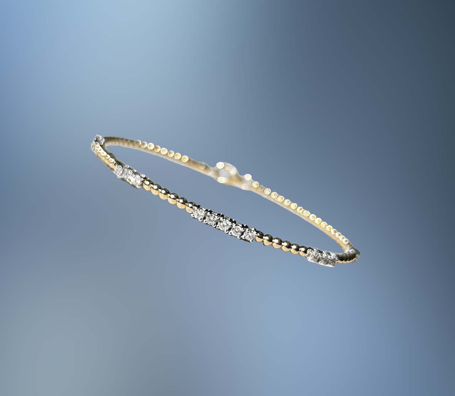14 KT YELLOW GOLD DIAMOND FLEXIBLE BANGLE