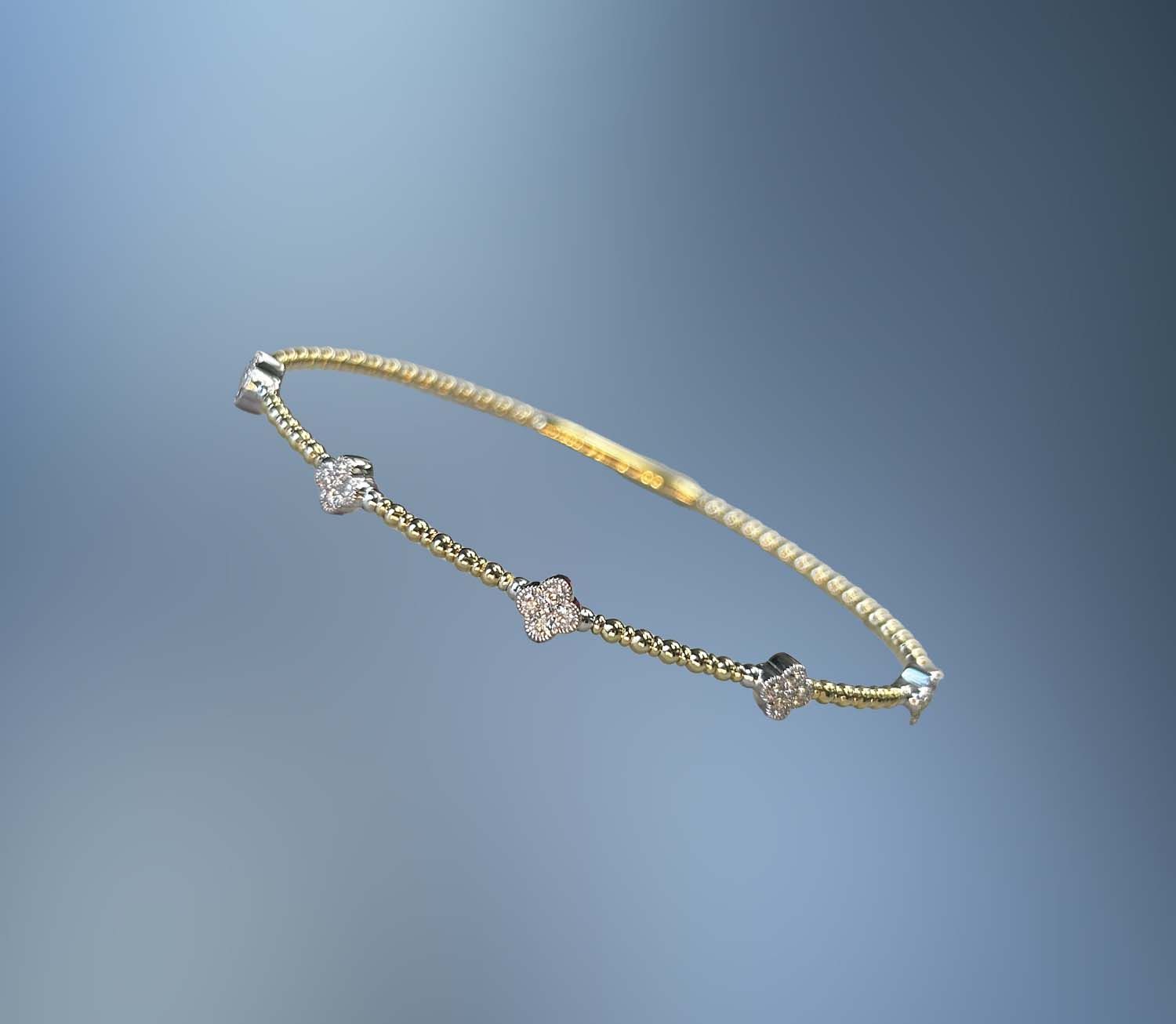 14KT YELLOW GOLD TREFOIL FLEXIBLE BRACELET