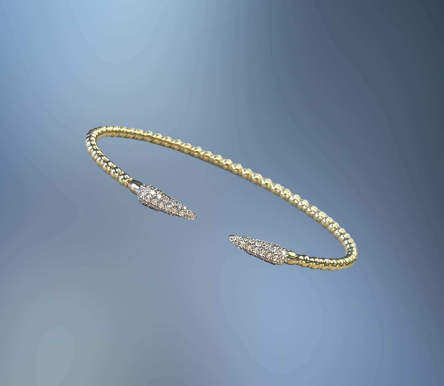 14KT YELLOW GOLD DIAMOND FLEXIBLE BANGLE