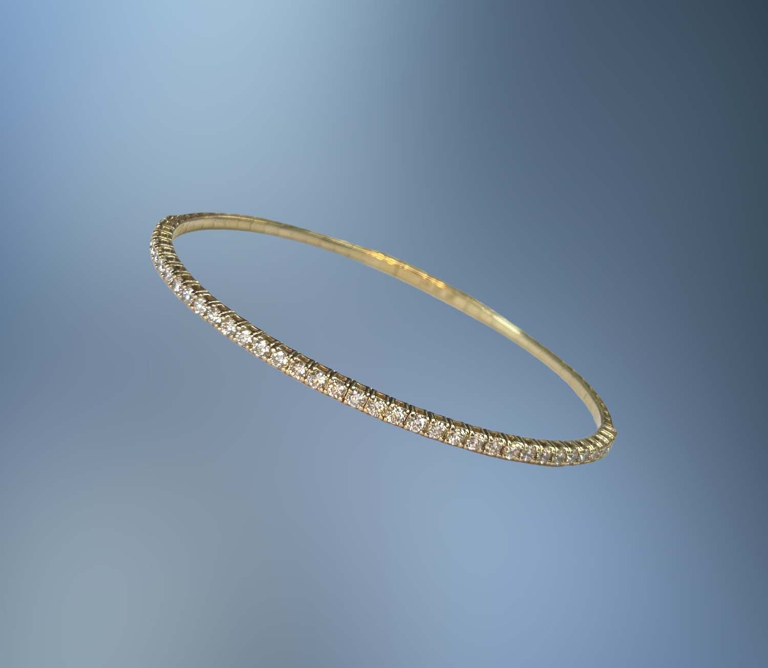 14KT YELLOW GOLD DIAMOND FLEXIBLE BANGLE