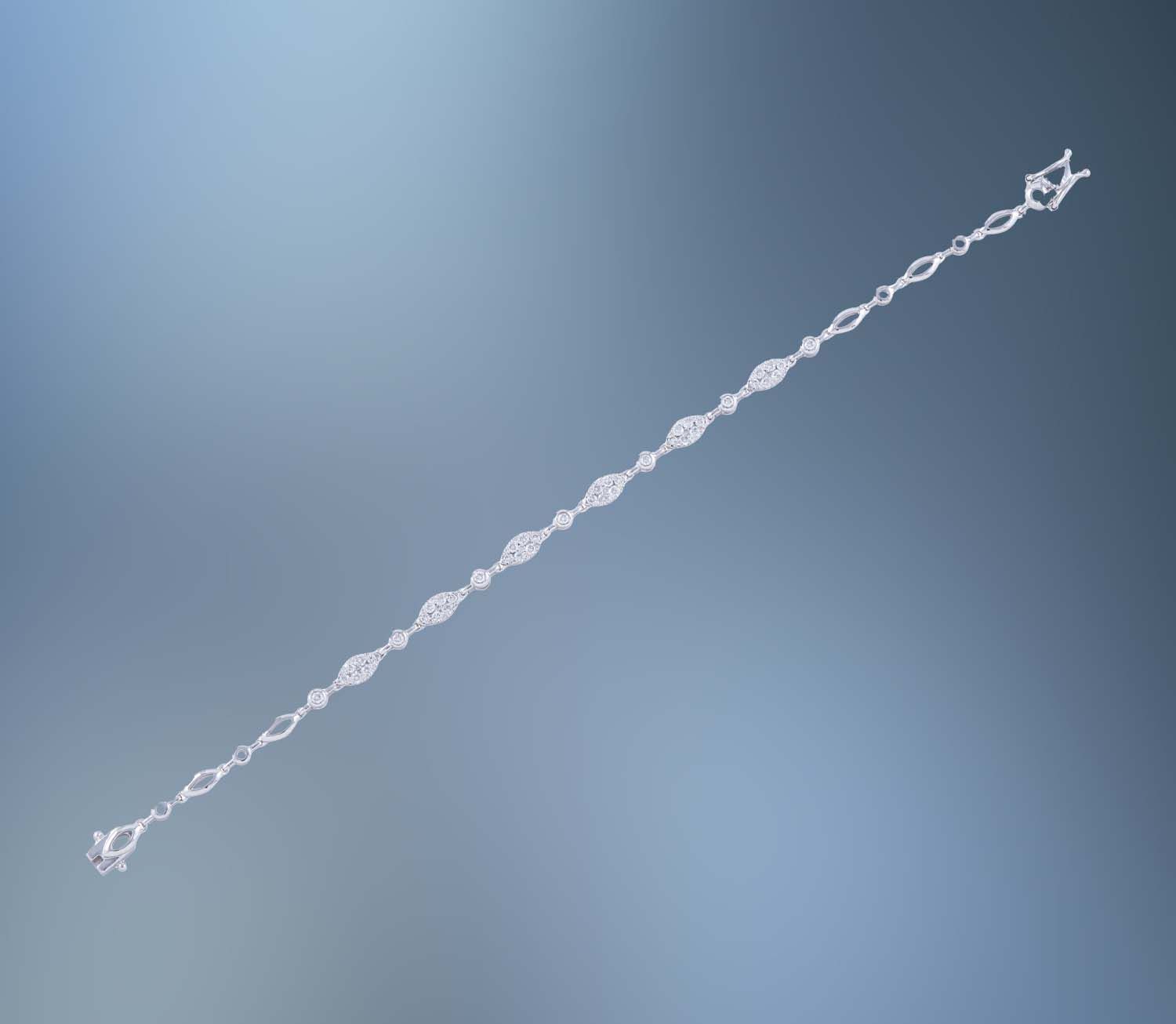 ONE 14KT WHITE GOLD LADIES FANCY LINK DIAMOND BRACELET