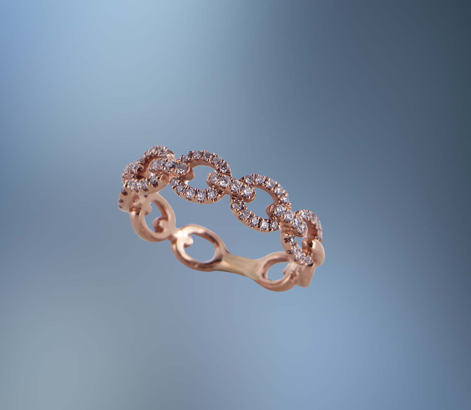 14KT ROSE GOLD FASHION RING FEATURING 66 ROUND BRILLIANT CUT DIAMONDS TOTALING 0.26 CTS