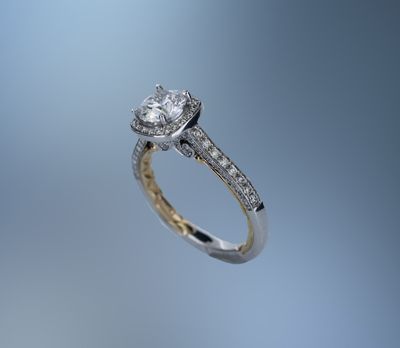 A. JAFFE 14KT TWO TONE HALO STYLE ENGAGEMENT RING A. JAFFE 14KT TWO TONE HALO STYLE ENGAGEMENT RING