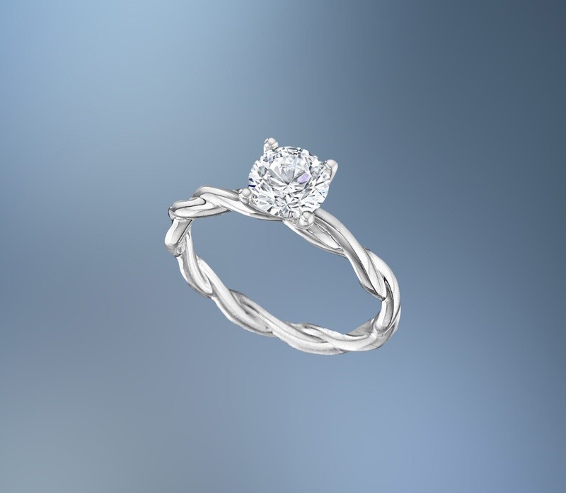14KT WHITE GOLD ENGAGEMENT RING TWISTED SHANK 14KT WHITE GOLD ENGAGEMENT RING TWISTED SHANK